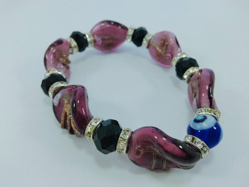 Bracelet verre violet - en, fait